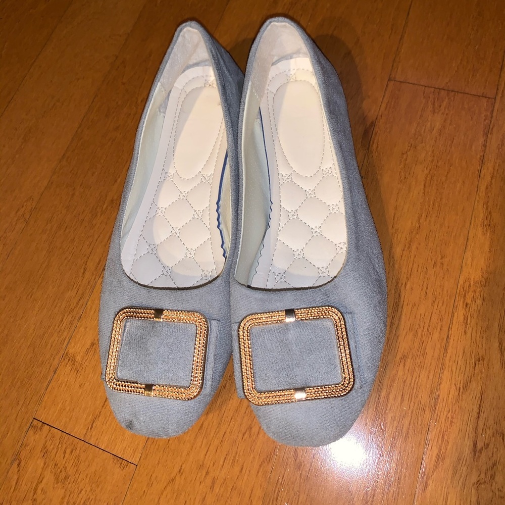 Light Blue Flats with a Gold Buckle Size 42